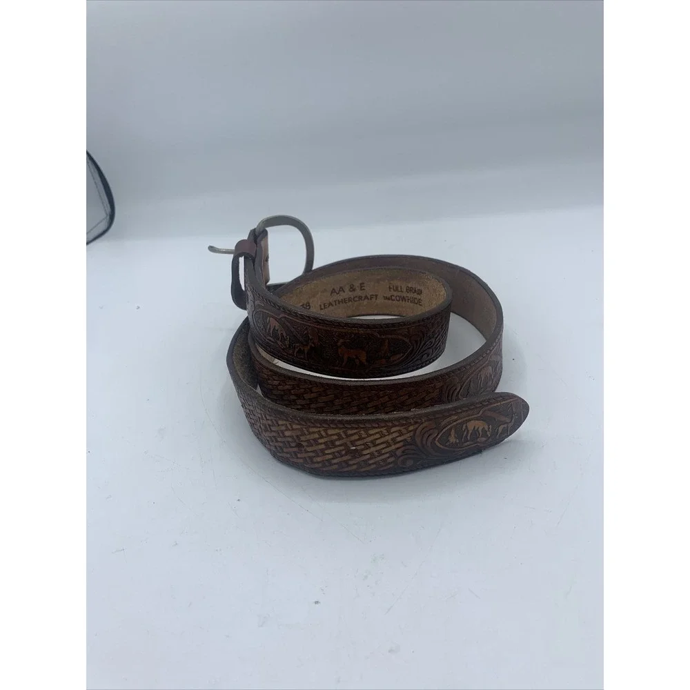 AA&E Leathercraft Vintage Embossed Full‎ Grain Cowhide Belt